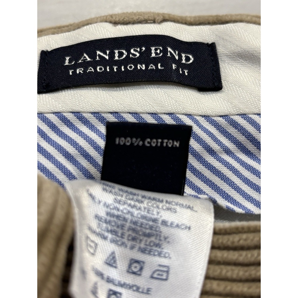 VTG Lands' End Men's Corduroy Pants 36 Tan/Khaki Double Pleated Traditional Fit - Picture 12 of 14